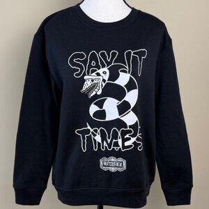 Beetlejuice Sweatshirt Say It 3 Times Snake Graphic Warner Bros Black S NWT